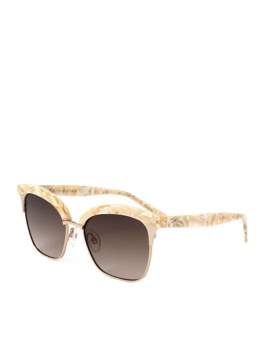 Ana Hickmann Woman Sunglasses with Beige Tartaruga Horn-Rimmed Frame and Beige Gradient Lens
