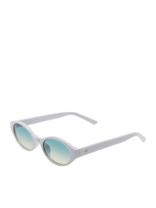 Premium Unisex Sunglasses with White Metallic Frame and Turquoise Lenses SZ8804-C3