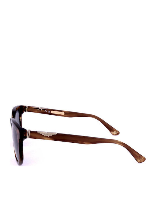Police Men's Sunglasses with Brown Plastic Frame and Green Lens SPLF88 06HN