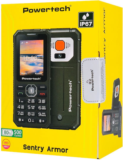 Powertech Sentry Armor Dual SIM Mobile Phone with Buttons Black