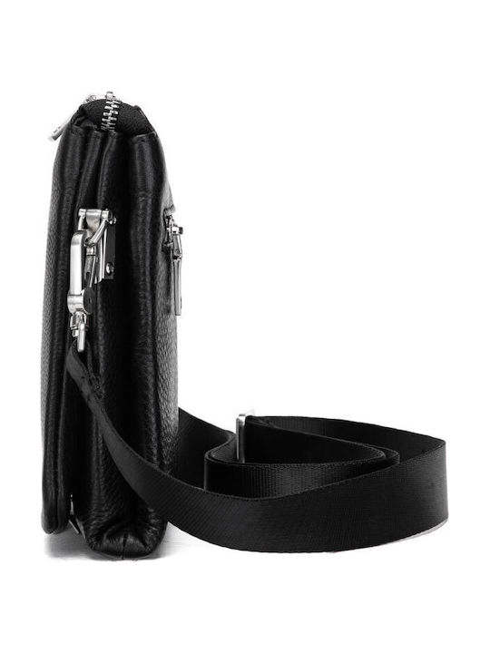 Leder Herren Tasche Schulter / Crossbody Schwarz