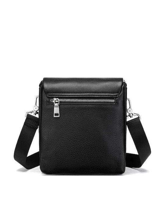 Geantă De Umăr / Tip Crossbody Pentru Bărbați Din Piele Neagră