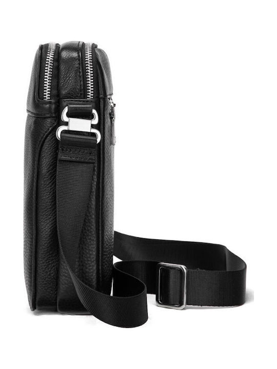 Geantă De Umăr / Tip Crossbody Pentru Bărbați Din Piele Neagră
