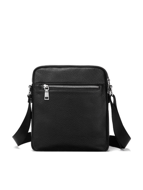 Geantă De Umăr / Tip Crossbody Pentru Bărbați Din Piele Neagră