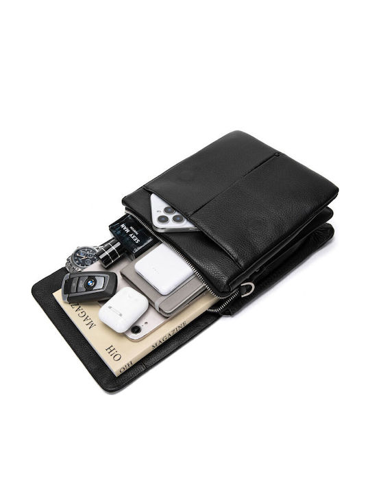 Leather Men's Shoulder / Crossbody Bag Black