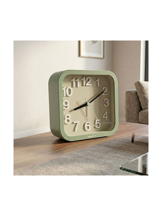 Nedis Analog Table Alarm Clock Silent Chime Snooze Function Green