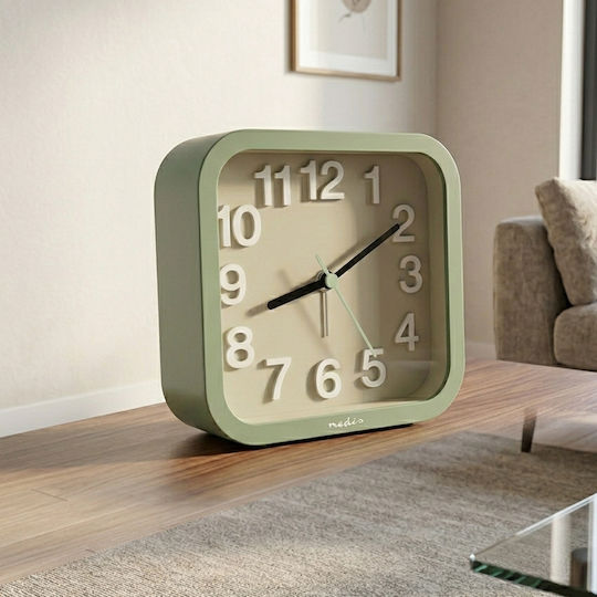 Nedis Analog Table Alarm Clock Silent Chime Snooze Function Green