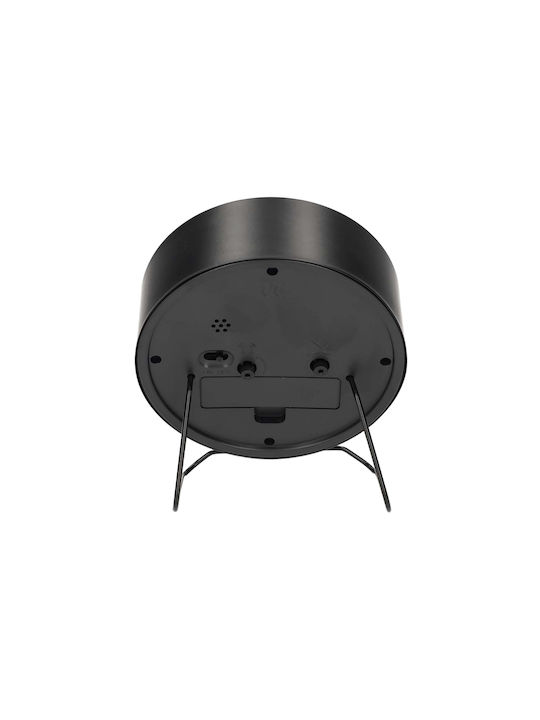 Nedis Ceas Deșteptător Analogic Rotund De Designer Cu Suport Metalic Funcție Snooze Negru
