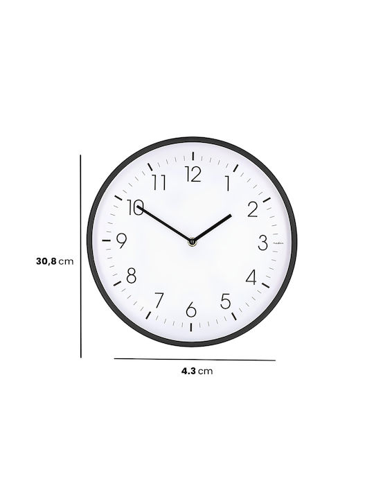 Nedis 30 Cm Wanduhr Leise Bewegung Leichtes Gehäuse Weiße Schwarze