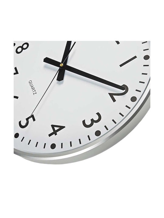 Nedis 38cm Runde Wanduhr Mit Großen Zahlen Quarzmechanismus Silber