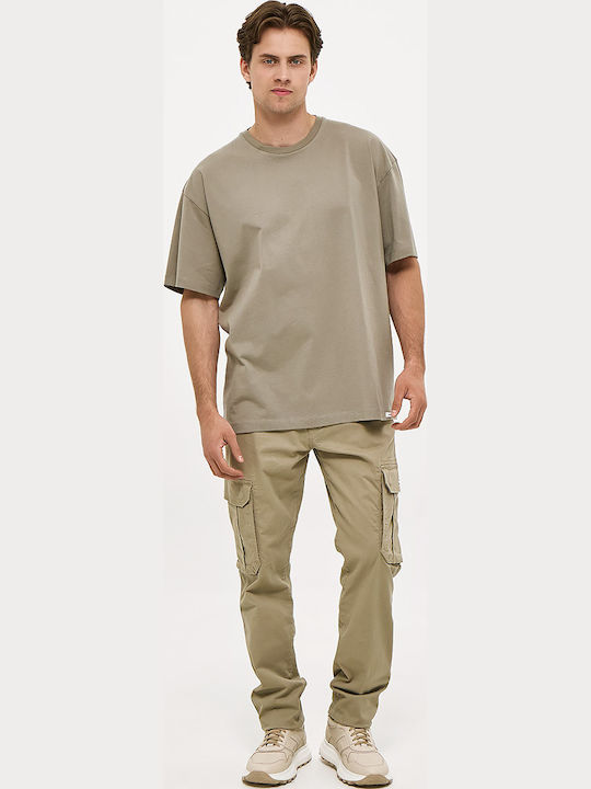 Cargo Elastic Trousers in Regular Fit Beige