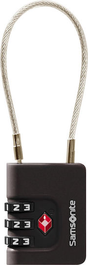 Samsonite Cablelock 3 Dial Steel Padlock with Cable Combination with TSA Certification 35mm Black 1pcs