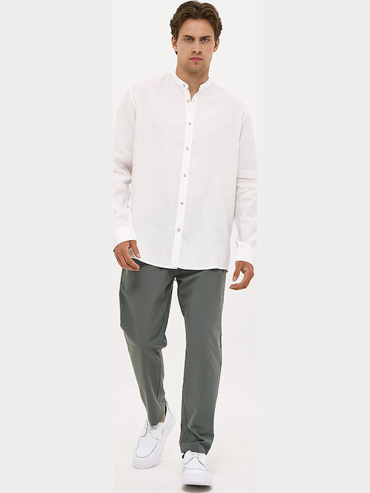Long Sleeve Linen Shirt in Regular Fit White