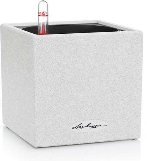 Lechuza Canto Stone Selbstbewässernd Topf Kunststoff Quartz White 30x30x30cm.