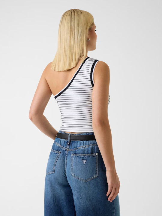 Damen Bluse Gestreift Weiße