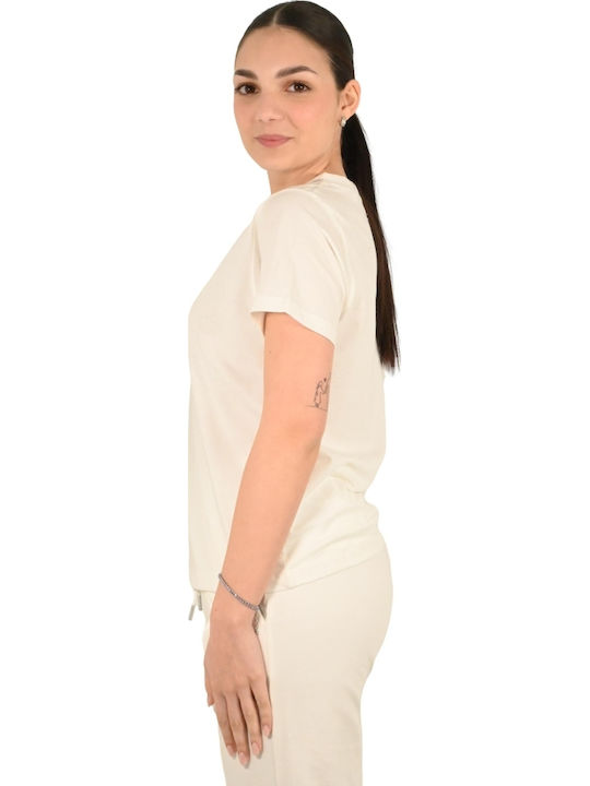 Damen Bluse Kurzärmelig Off-White
