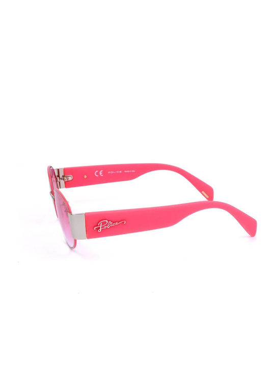 Police Women's Sunglasses with Silver Frame and Pink Gradient Lens SPLA18 0492