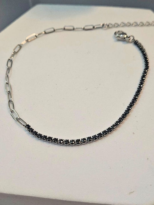 Fußkettchen Mit Schwarzem Zirkon Silber Fußkettchen Mit Schwarzem Zirkon Silber