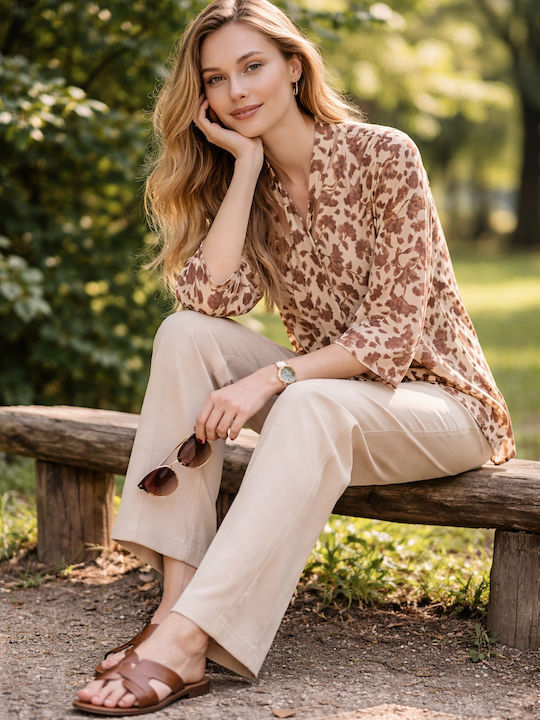 Women's Blouse Floral Brown