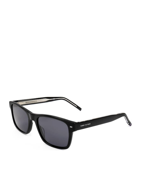Tommy Hilfiger Men's Sunglasses with Black Horn-Rimmed Frame and Grey Lens TH1794/S 807/IR
