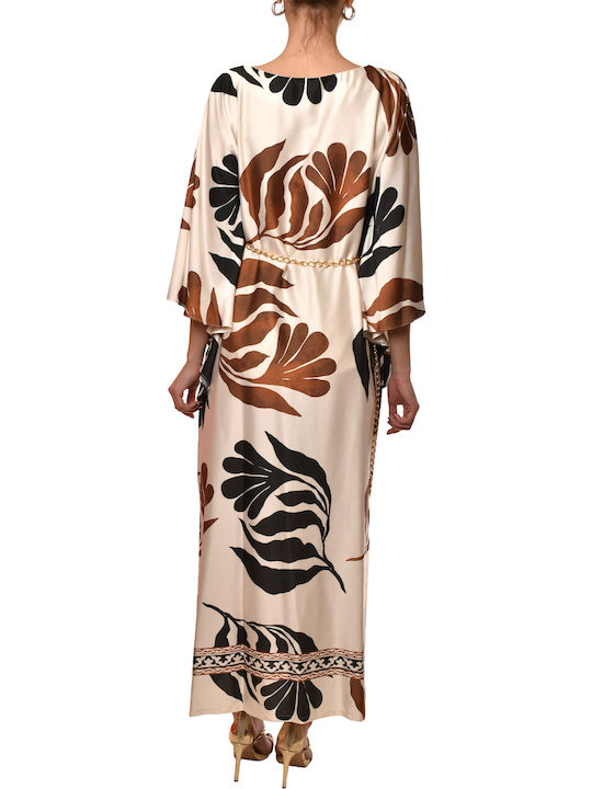 Sommer Maxi Abend Damenkleid Satin Mehrfarbig