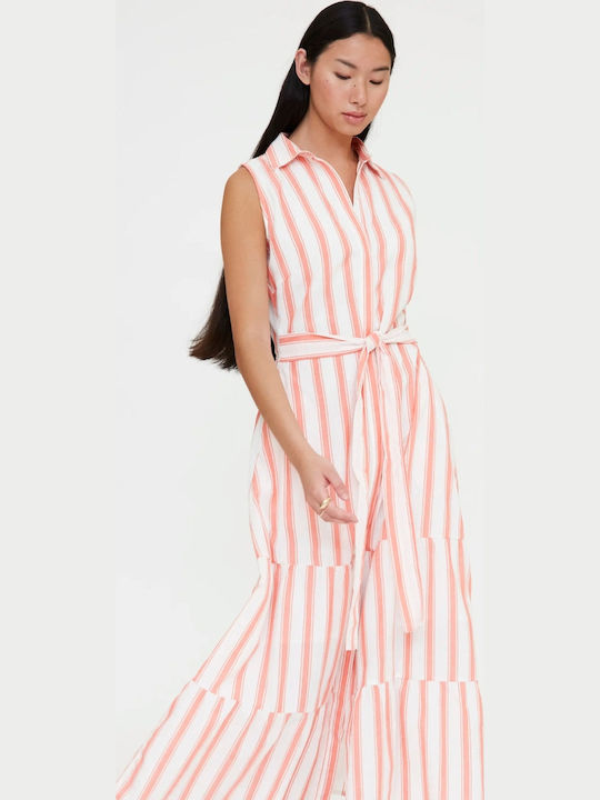 Summer Midi Shirt Dress Striped