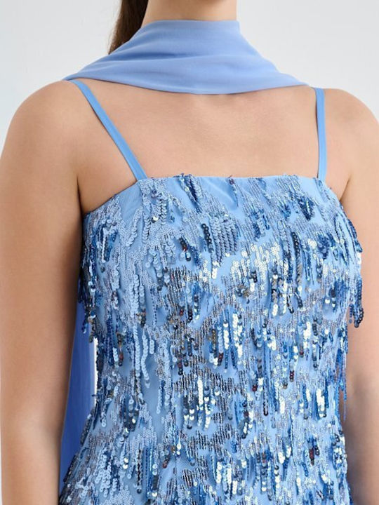 Sommer Midi Abendkleid Hellblau