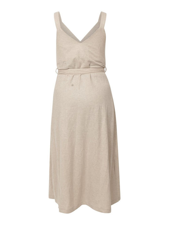 Sommer Midi Hemdkleid Ärmellos Beiges