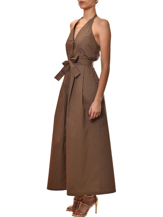 Summer Maxi Evening Dress Brown