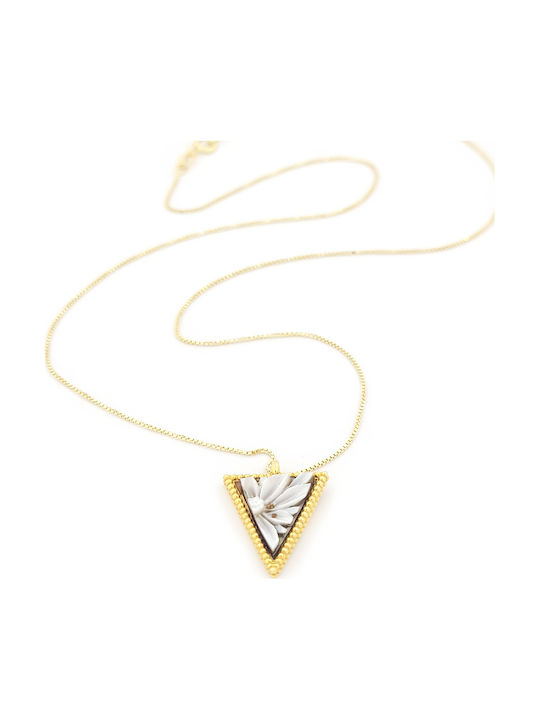 Necklace With Flower Design From Gold Plated Silver