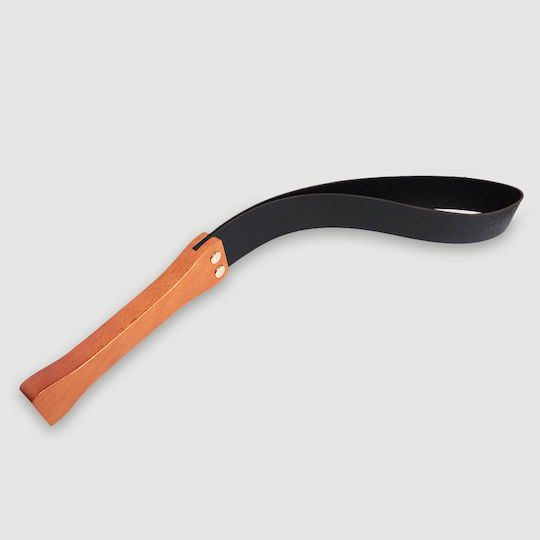 Leather Punishment Strap Wooden Handle Black