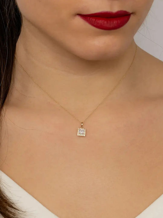 Rosette Necklace in 14K Gold with Zircon