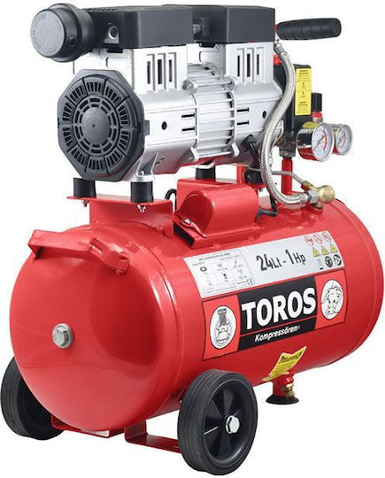 Toros Oil Free SILENT Single-Phase Air Compressors with Power 1hp and Airtank 24lt 40151