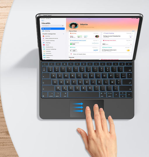 Πληκτρολόγιο Ipad Air 13 Pro 12,9 Magic Trackpad Omoton Kc007 Azerty Μαύρο