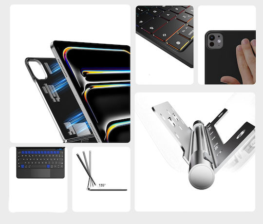 Θήκη Πληκτρολόγιο Nimin Ipad Pro 11 M4 2024 Qwertz Touchpad Μαύρη