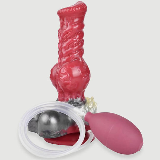 Dog Silicone Dildo Ribs & Ejaculation Furry Silicone Dildo Ejaculation & Suction Cup 21 X 7.5 Cm Red