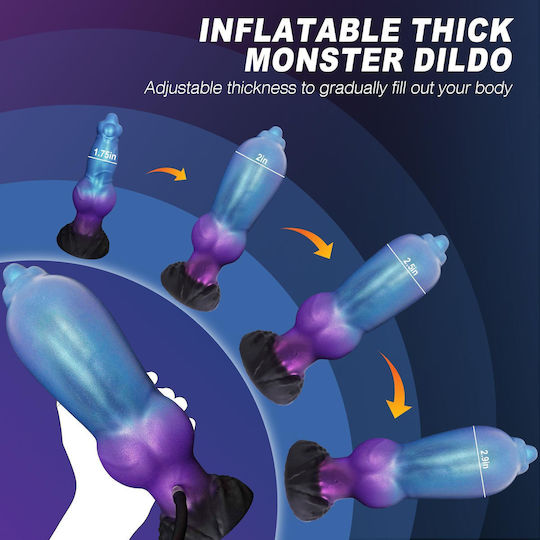 Реалистично дилдо Inflatable с Топки и Вендуза Син 21см