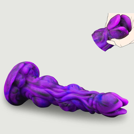 Glass Dildo With Suction Cup Purple 23cm