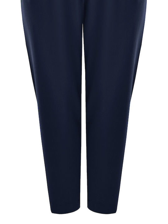 Pantaloni Dama Crep Cu Cauciuc În Linie Tapered Albastru