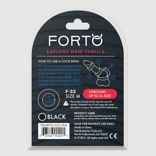 Δαχτυλίδι Πέους Σιλικόνης Forto F-33 21 Mm Silicone Medium Cock Ring Μαύρο