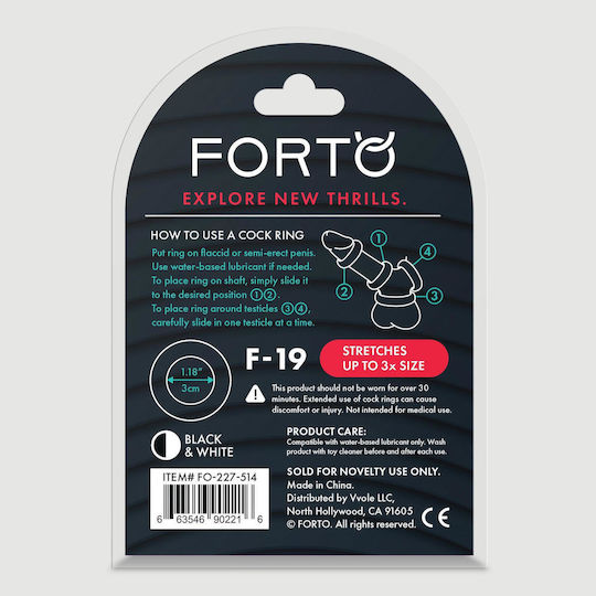 Forto F-19 2 Tone Silicone Cock Ring White Black