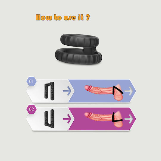 Διπλό Δαχτυλίδι Πέους Σιλικόνης Tyre Silicone Double Cock Ring Μαύρο