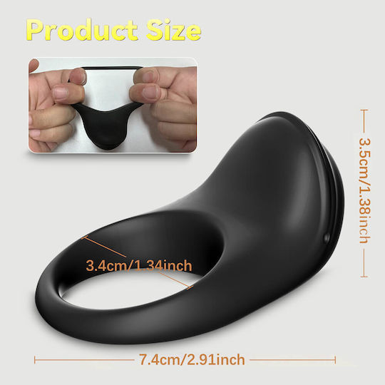 Δονούμενο Δαχτυλίδι Πέους Σιλικόνης Application Dolphin App Based Silicone Cock Ring Μαύρο