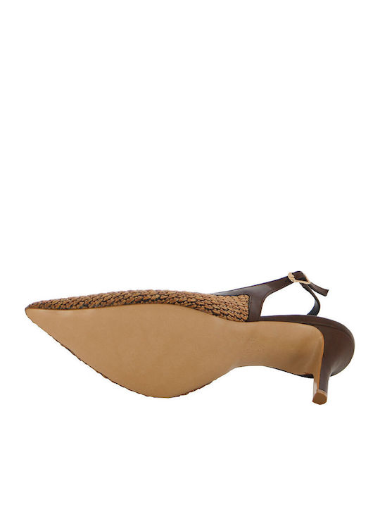 Leather Heels With High Brown Heel
