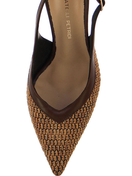 Leather Heels With High Brown Heel