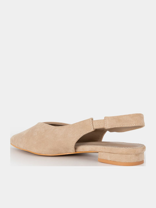 Suede Heels with Strap Beige