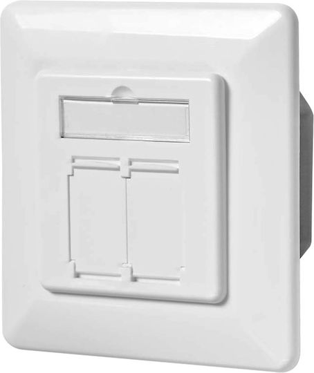 Nedis Priză Dublă Femelă Rj45 Cat6 Ethernet de Perete pentru Rețea Albă