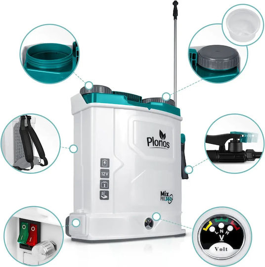 Smartic Pulverizator cu Presiune 12V cu Baterie 8Ah cu Capacitate 16l