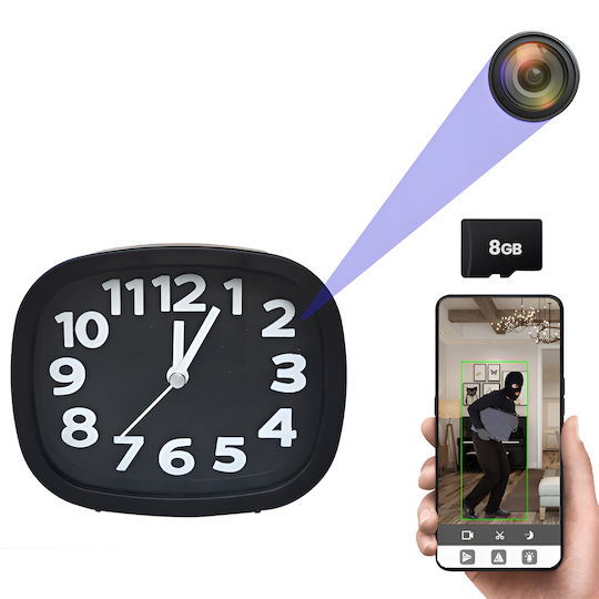Cameră Spion Ascunsă în Ceas Deșteptător Wifi Card 8gb 4k Transmisie Live Full Hd 1080p Detectare Mișcare Alarmă Funcțională Monitorizare 24/7 Acces De La Distanță