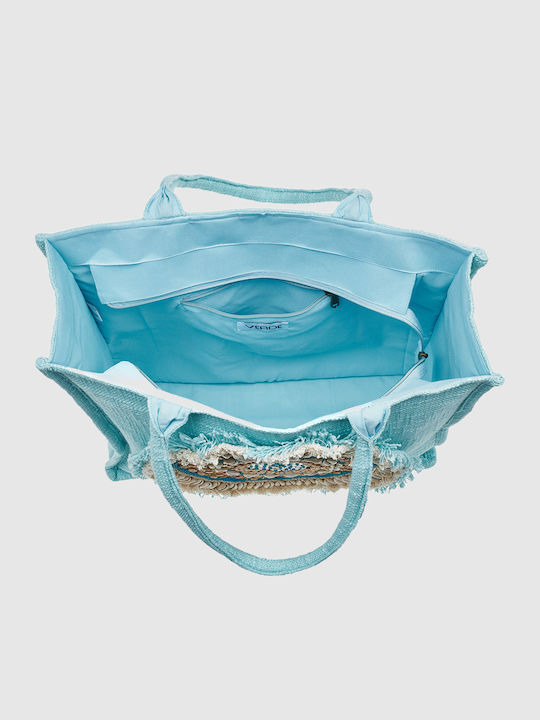 Verde Stoff Strandtasche Blau